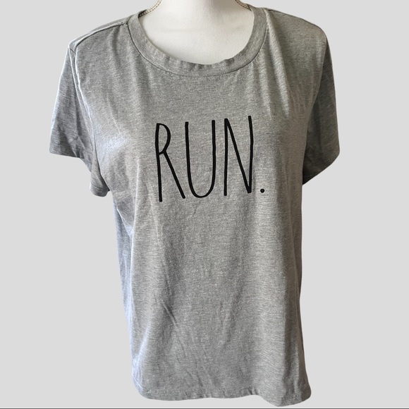 Rae Dunn Tops - Rae Dunn Short Sleeve Gray “RUN” Tee. Size XL
